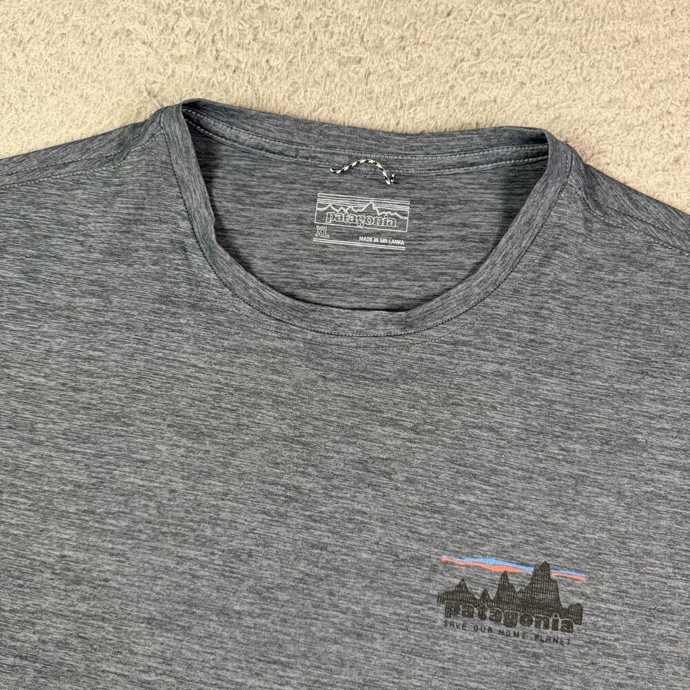 Patagonia Shirt Mens XL Grey Heathered Capilene Cool Daily UPF Graphic